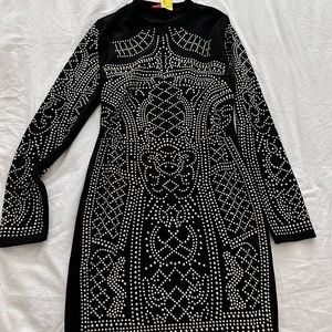 Black long sleeve fitted dress